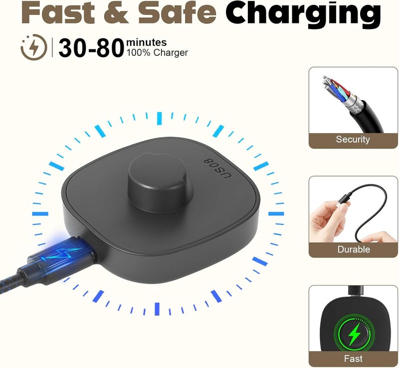 VOVELF شاحن متوافق مع حلقة أورا جين 3، آلية أمان مطورة وكابل شاحن USB-C، قاعدة شحن بخطوة واحدة لحلقة ذكية (المقاس 9) - Image 2